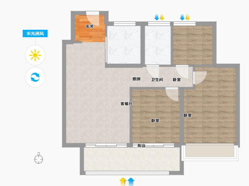 江苏省-徐州市-都会星宸·臻源-80.00-户型库-采光通风