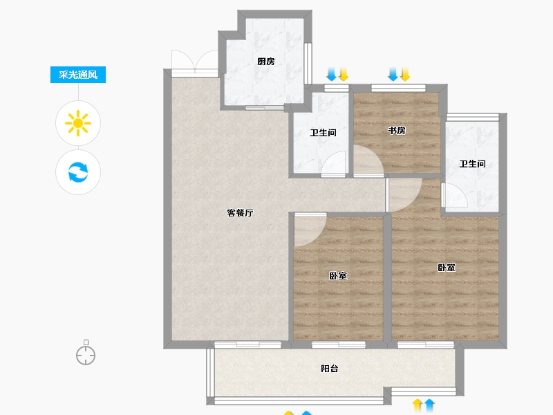 安徽省-宿州市-苏州绿城春江明月-88.00-户型库-采光通风