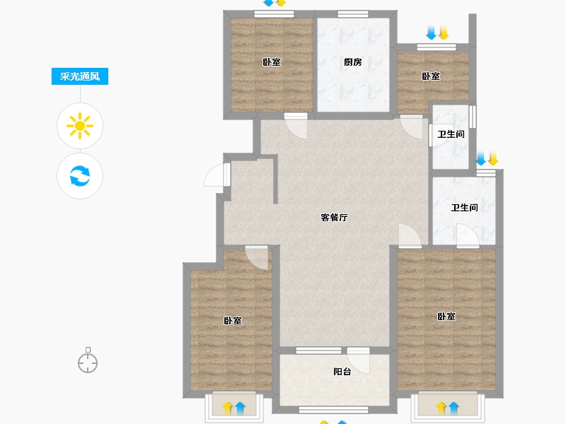 重庆-undefined-中海寰宇视界-106.66-户型库-采光通风