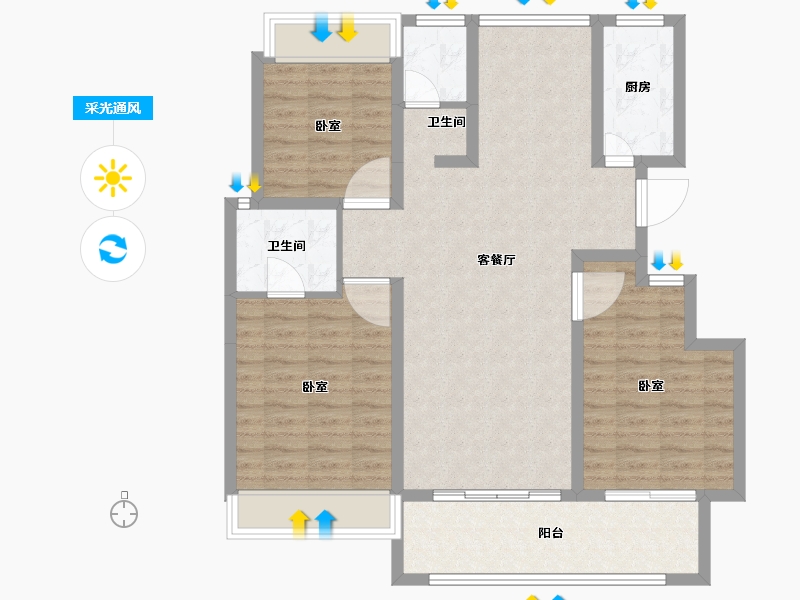 安徽省-宣城市-梧桐茗院-100.00-户型库-采光通风