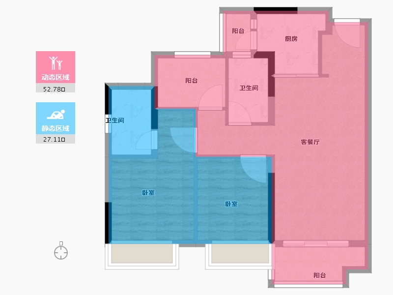 广东省-佛山市-方直珑湖湾-71.00-户型库-动静分区