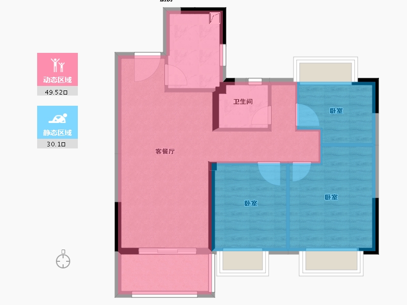 江苏省-南京市-德信·星宸-71.00-户型库-动静分区