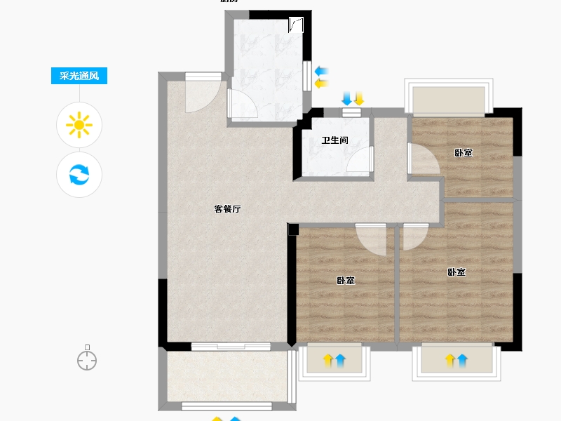 江苏省-南京市-德信·星宸-71.00-户型库-采光通风