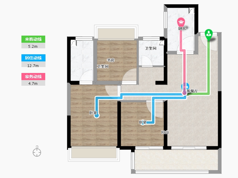 江苏省-无锡市-百郦华庭-88.00-户型库-动静线