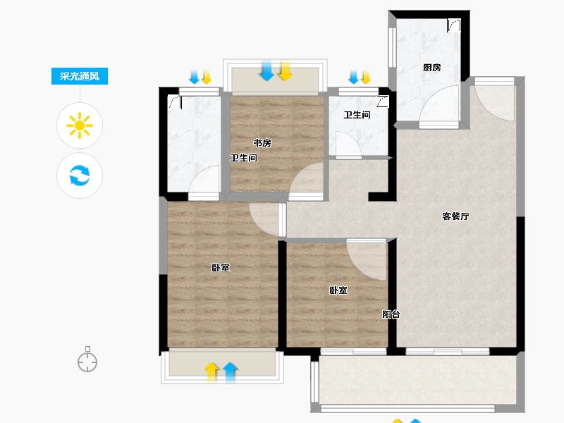 江苏省-无锡市-百郦华庭-88.00-户型库-采光通风