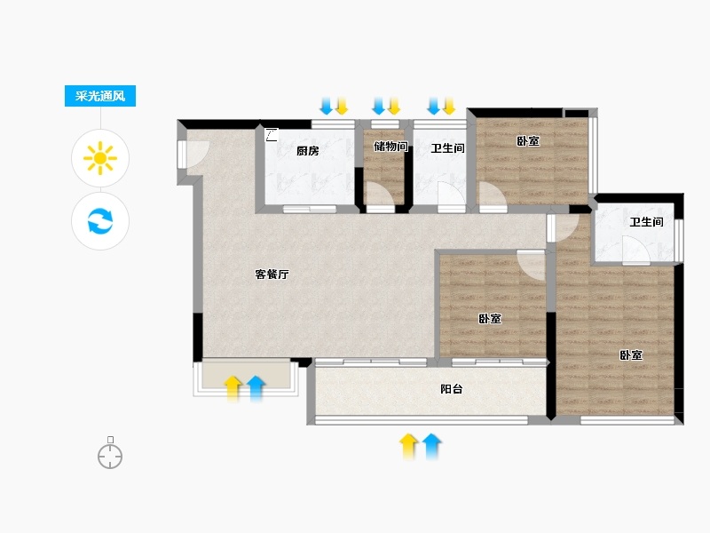 四川省-巴中市-平昌·颐和春天二期-93.29-户型库-采光通风