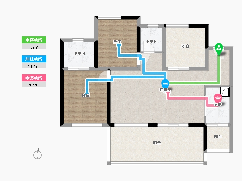 四川省-泸州市-阳光南门院子-90.53-户型库-动静线