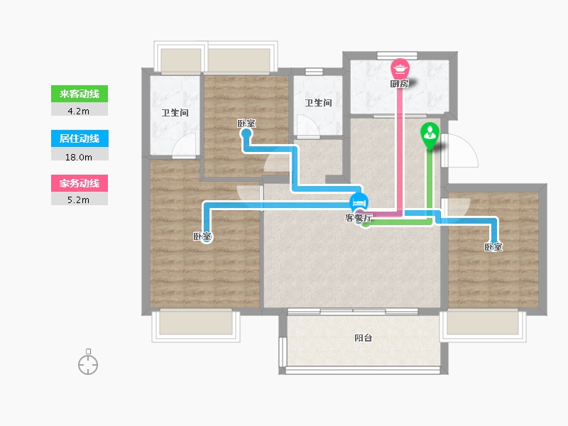 江苏省-苏州市-万科湖山观云庭-85.00-户型库-动静线