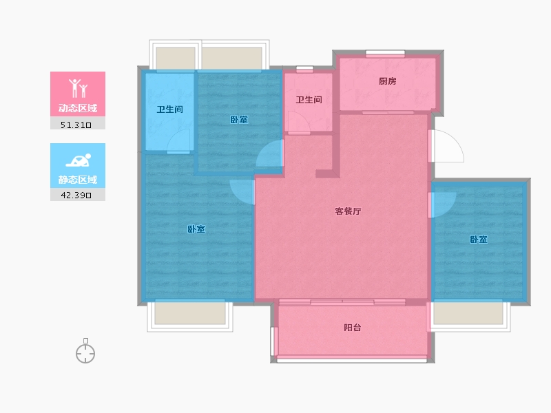 江苏省-苏州市-万科湖山观云庭-85.00-户型库-动静分区