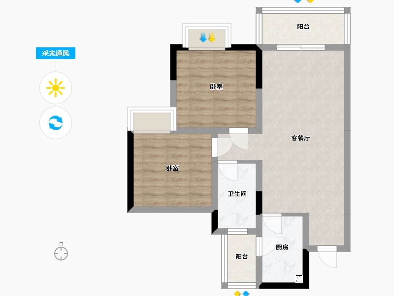 四川省-泸州市-天誉锦樾-62.45-户型库-采光通风