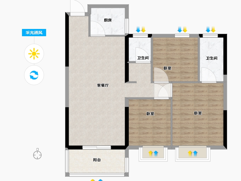 湖北省-黄冈市-凤城印象-91.41-户型库-采光通风