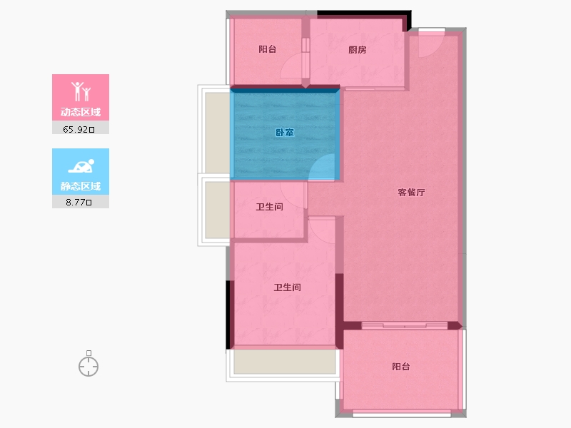 广东省-湛江市-万华城市花园-66.80-户型库-动静分区