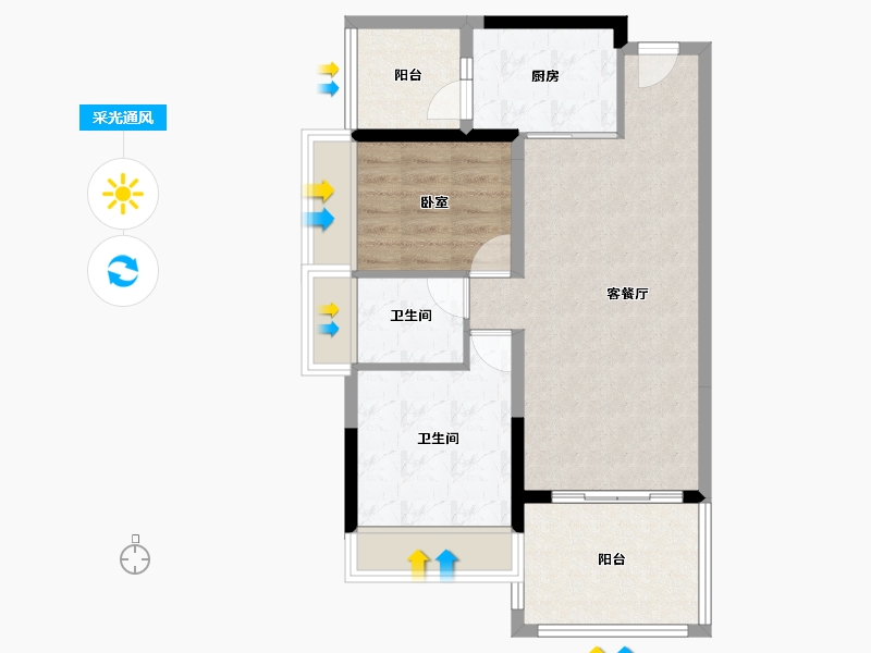 广东省-湛江市-万华城市花园-66.80-户型库-采光通风