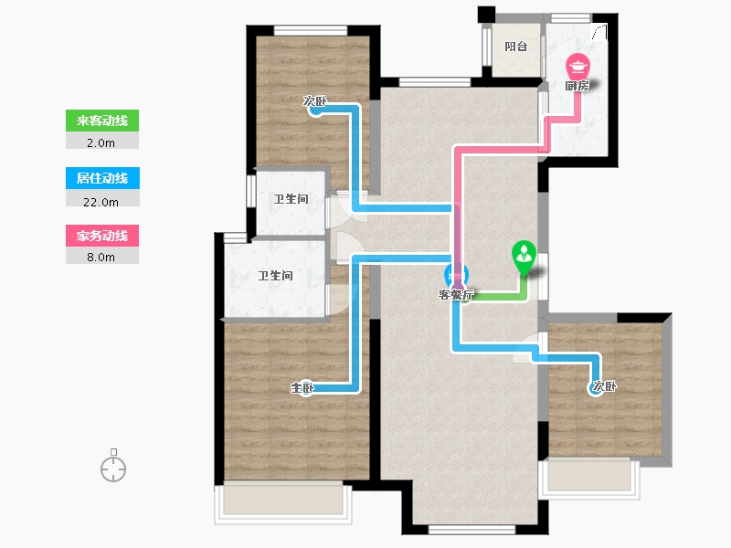 内蒙古自治区-包头市-中冶世家-95.75-户型库-动静线