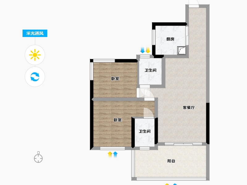 四川省-泸州市-阳光南门院子-78.89-户型库-采光通风