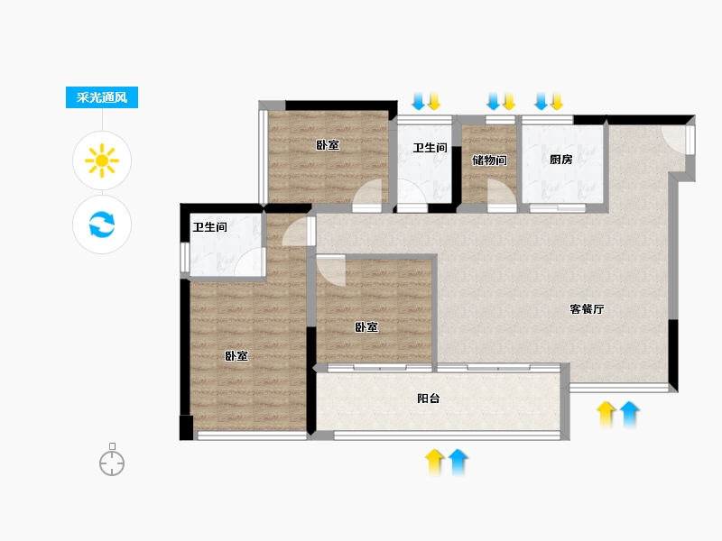 四川省-巴中市-平昌·颐和春天二期-92.98-户型库-采光通风