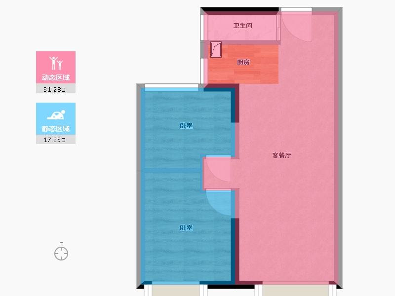 云南省-昆明市-保利城ME TOO迷你小户型-43.03-户型库-动静分区