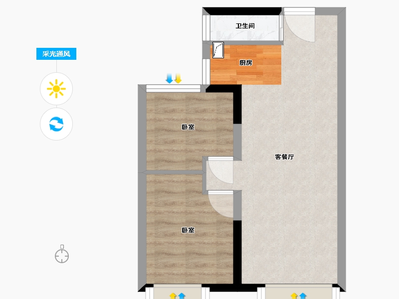 云南省-昆明市-保利城ME TOO迷你小户型-43.03-户型库-采光通风