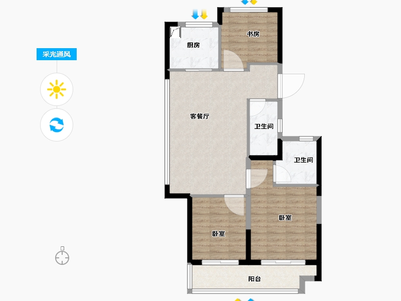 浙江省-金华市-碧桂园云玺-79.00-户型库-采光通风