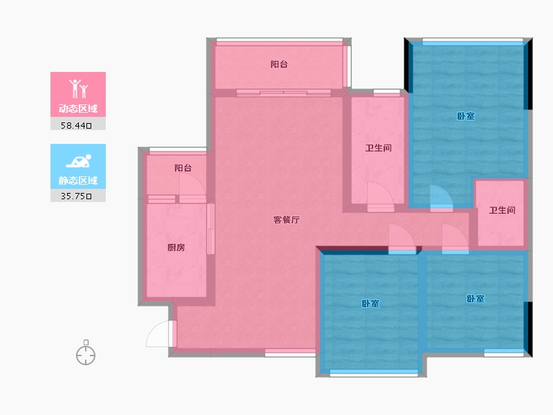 四川省-巴中市-博瑞观澜府-82.68-户型库-动静分区