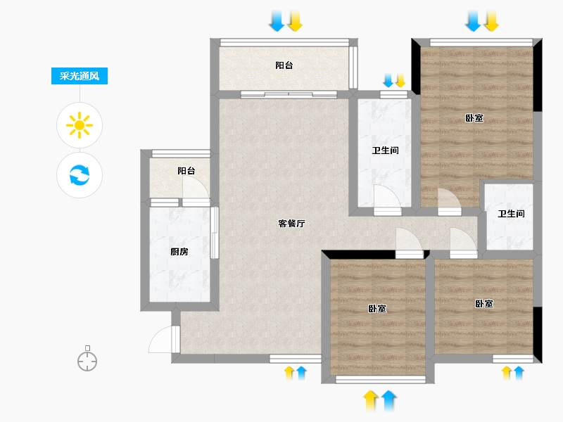 四川省-巴中市-博瑞观澜府-82.68-户型库-采光通风