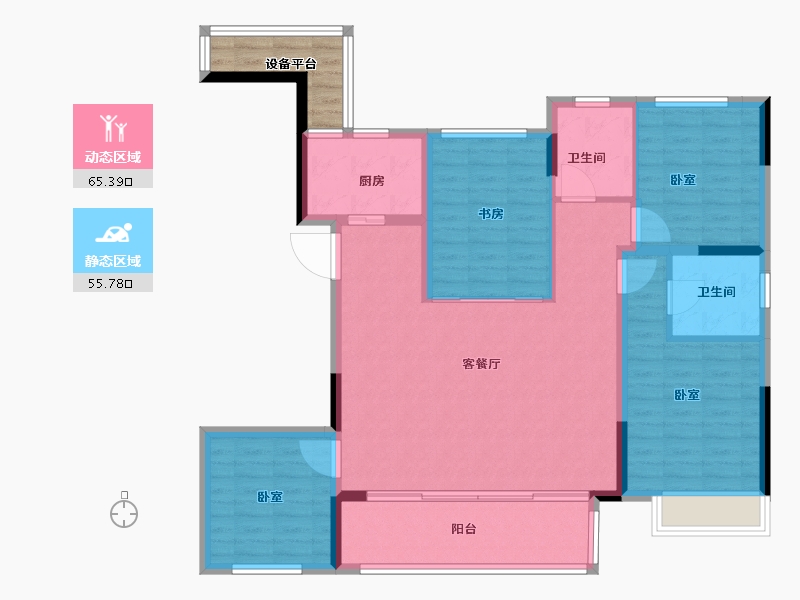 江苏省-苏州市-久寻花园-114.00-户型库-动静分区