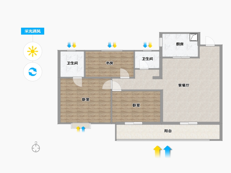 河南省-商丘市-绿地中南漫悦湾2期-103.00-户型库-采光通风