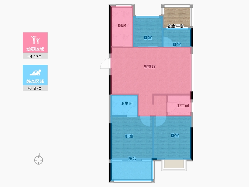 浙江省-宁波市-梅园花庭·雪海-88.00-户型库-动静分区