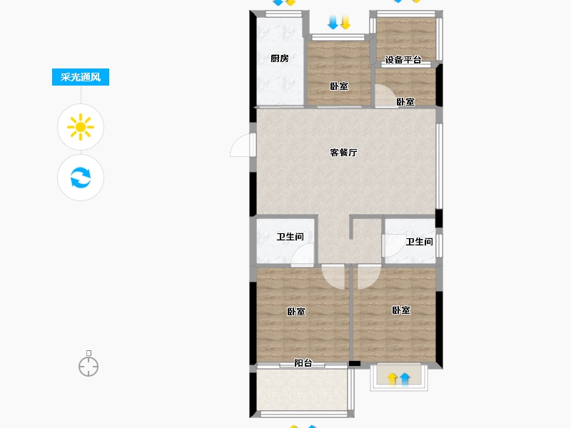 浙江省-宁波市-梅园花庭·雪海-88.00-户型库-采光通风