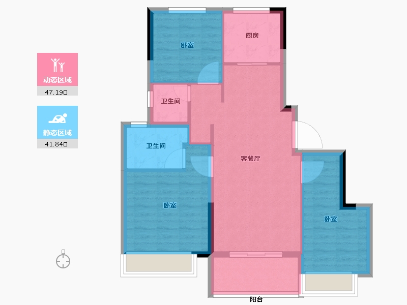 江苏省-淮安市-叶语书院-80.20-户型库-动静分区