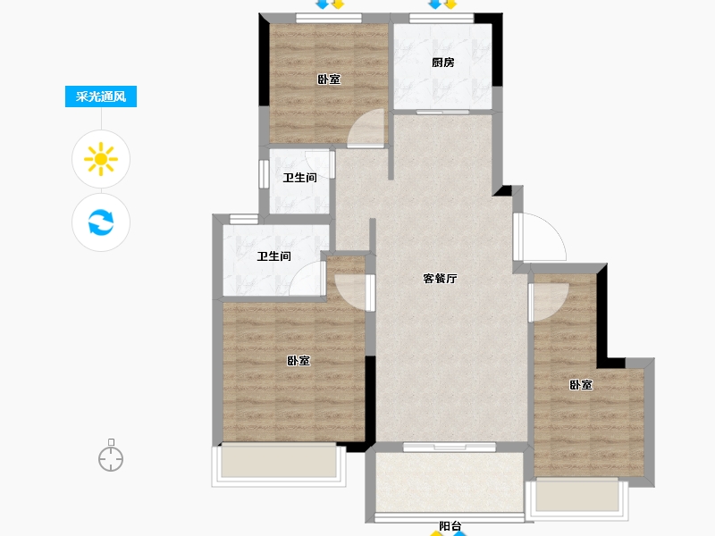 江苏省-淮安市-叶语书院-80.20-户型库-采光通风