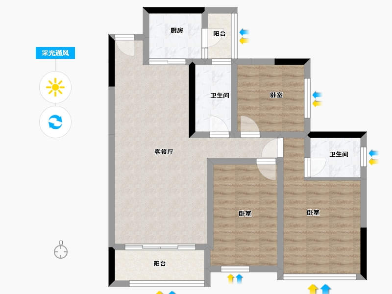 四川省-巴中市-博瑞观澜府-81.78-户型库-采光通风