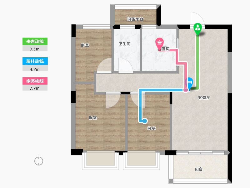 浙江省-宁波市-梅园花庭·雪海-64.00-户型库-动静线