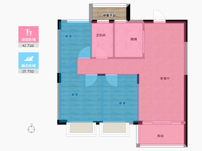 浙江省-宁波市-梅园花庭·雪海-64.00-户型库-动静分区