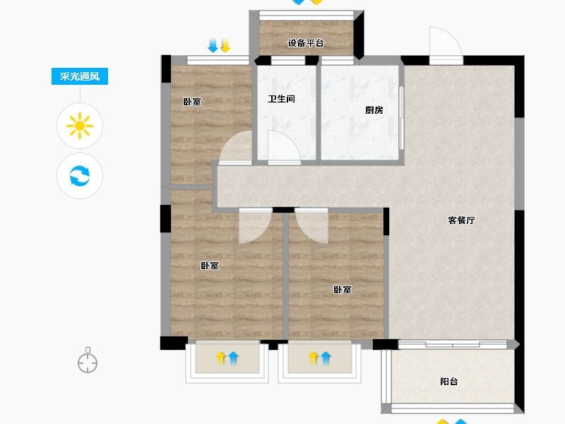 浙江省-宁波市-梅园花庭·雪海-64.00-户型库-采光通风