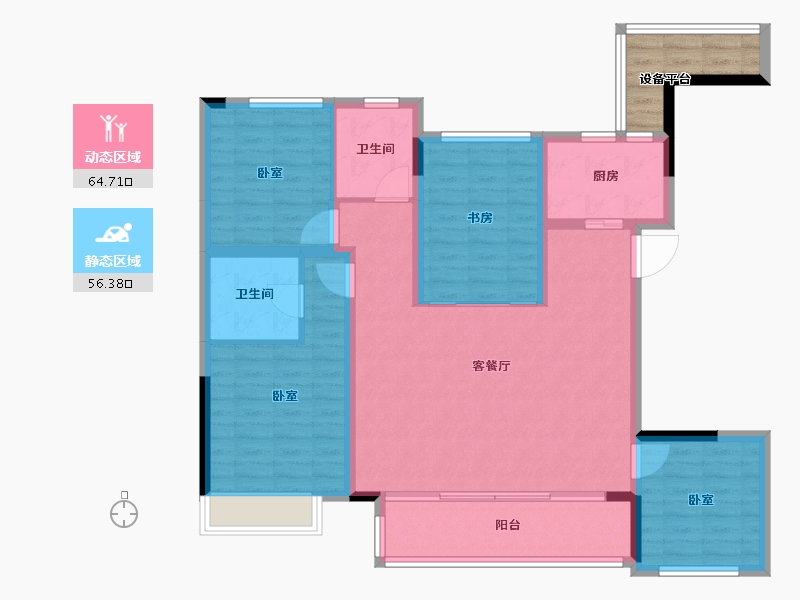 江苏省-苏州市-久寻花园-114.00-户型库-动静分区