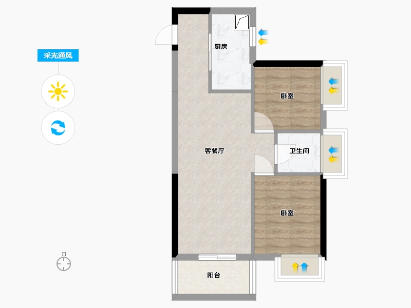 广西壮族自治区-南宁市-盛邦双悦湾-50.63-户型库-采光通风