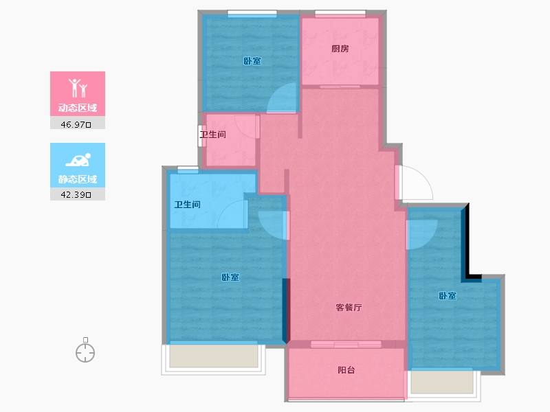 江苏省-淮安市-叶语书院-80.81-户型库-动静分区