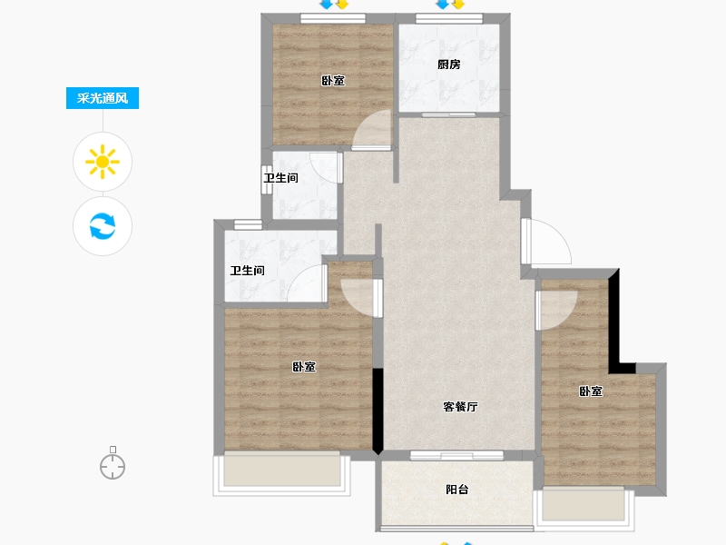 江苏省-淮安市-叶语书院-80.81-户型库-采光通风