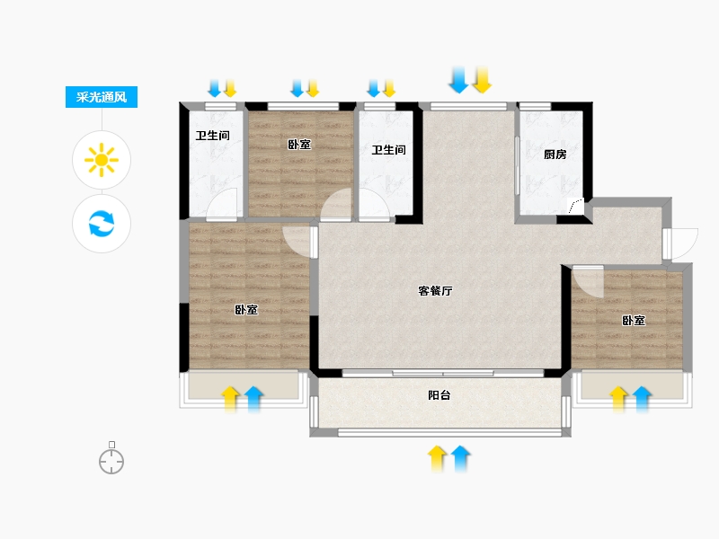 浙江省-温州市-碧桂园沁悦里-96.00-户型库-采光通风