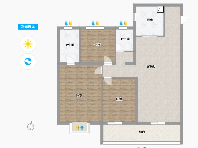 河南省-商丘市-绿地中南漫悦湾2期-103.00-户型库-采光通风