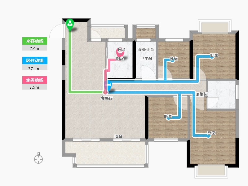 江西省-南昌市-东投国贸海棠之恋-118.00-户型库-动静线