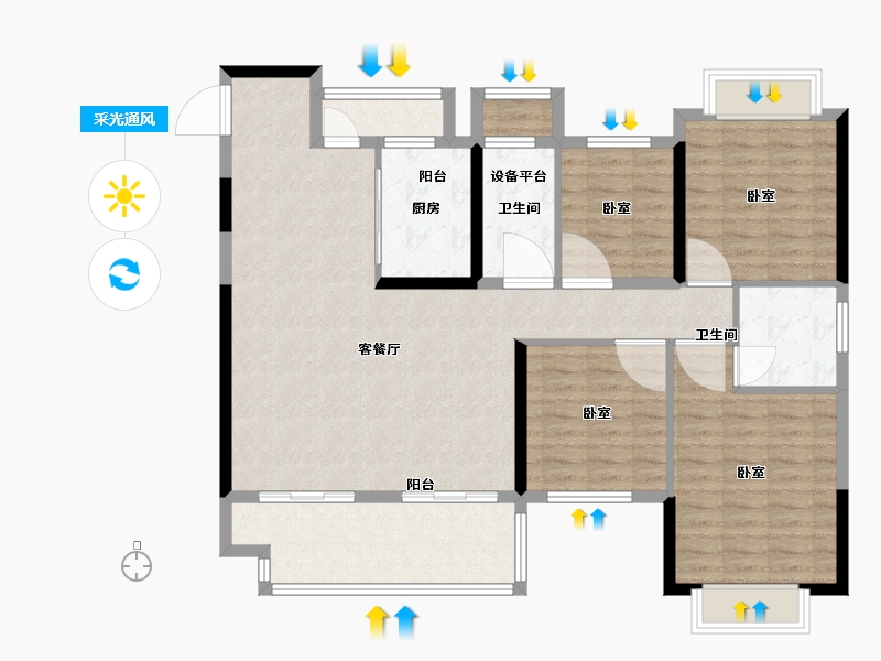 江西省-南昌市-东投国贸海棠之恋-118.00-户型库-采光通风