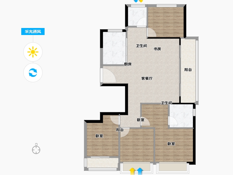 江苏省-南京市-钟山峰景-114.00-户型库-采光通风