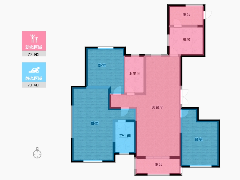 江苏省-无锡市-东城中央府-136.01-户型库-动静分区