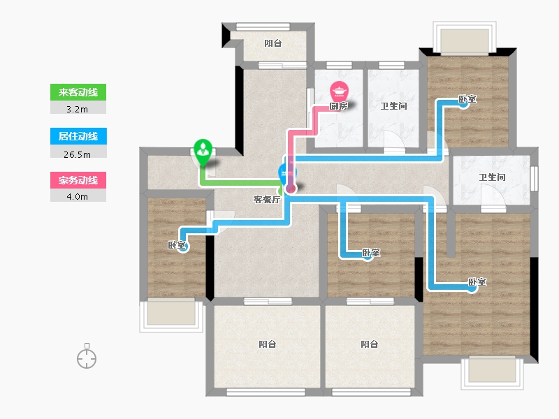 河南省-南阳市-华侨城天鹅堡-95.63-户型库-动静线