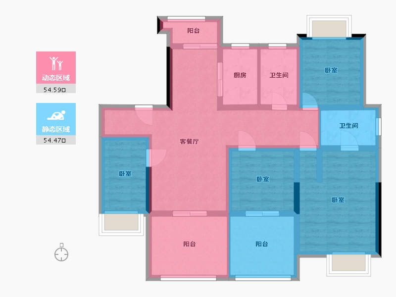 河南省-南阳市-华侨城天鹅堡-95.63-户型库-动静分区