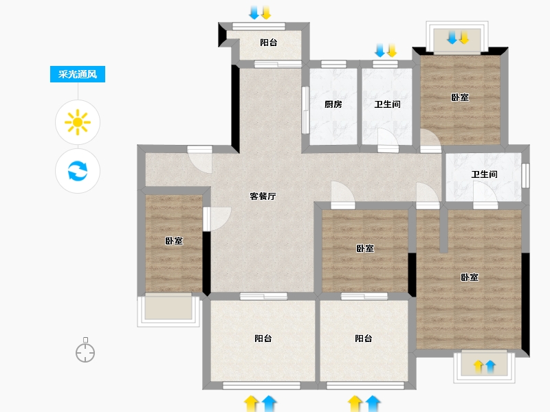 河南省-南阳市-华侨城天鹅堡-95.63-户型库-采光通风