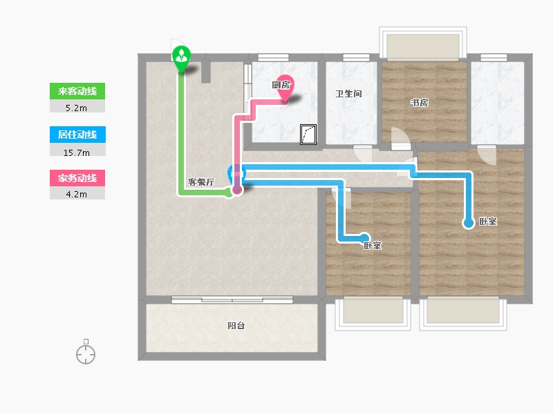 江苏省-无锡市-万科梅里上城-90.92-户型库-动静线