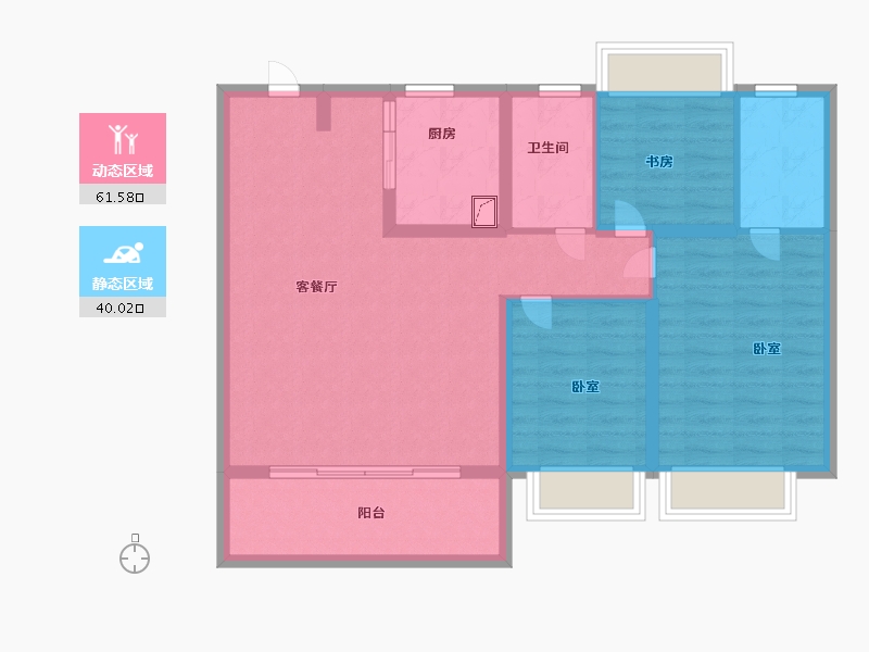 江苏省-无锡市-万科梅里上城-90.92-户型库-动静分区